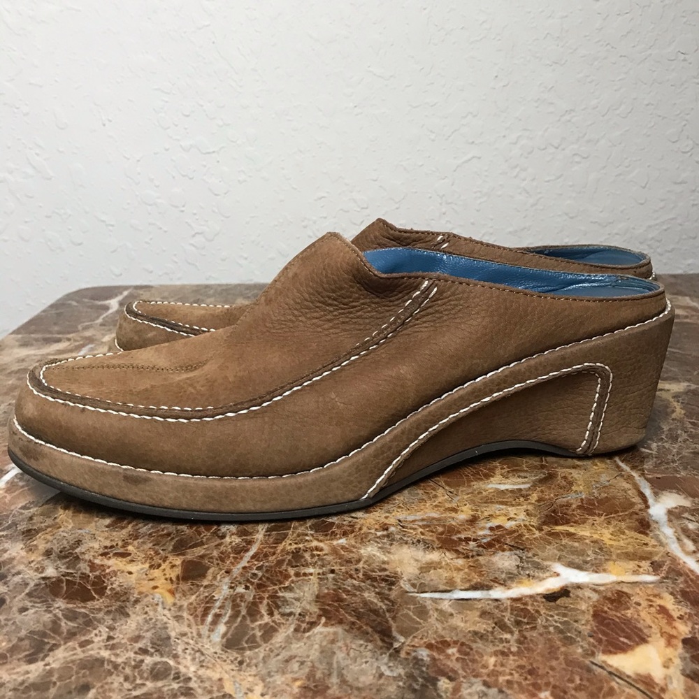 Via Spiga Leather Suede Clog Mule Shoes